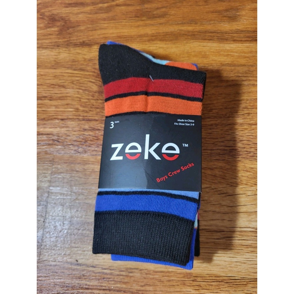 Zeke Funny/Funky Crazy Dress Socks NWT‎ 3 Pair Boys Crew Socks
